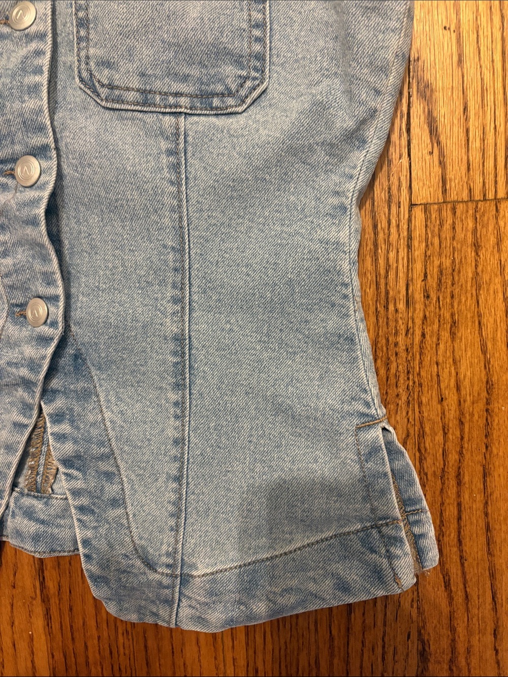 Sleeveless Denim Vest Top - Light Blue - Picture 4 of 5